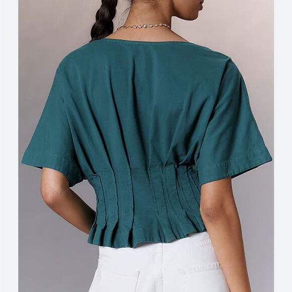 ANTHROPOLOGIE Dolman-Sleeve Pleated V-Neck XS - Picture 8 of 10